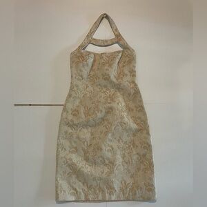 Perfect Gold Brocade Halter Dress for Upcoming Wedding